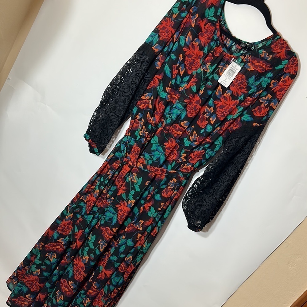 Torrid 3 MAXI PEASANT DRESS - CHIFFON FLORAL BLACK - Picture 6 of 11